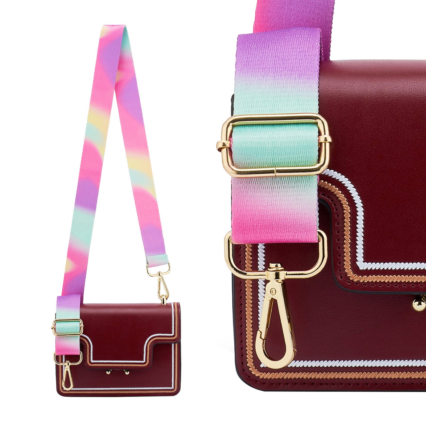 Wide Shoulder Strap Adjustable Replacement Belt Guitar Style Crossbody Bag Handbag Strap Multicolor Canvas Straps(Wide:1.4in,Long:49.2in) (Color22)