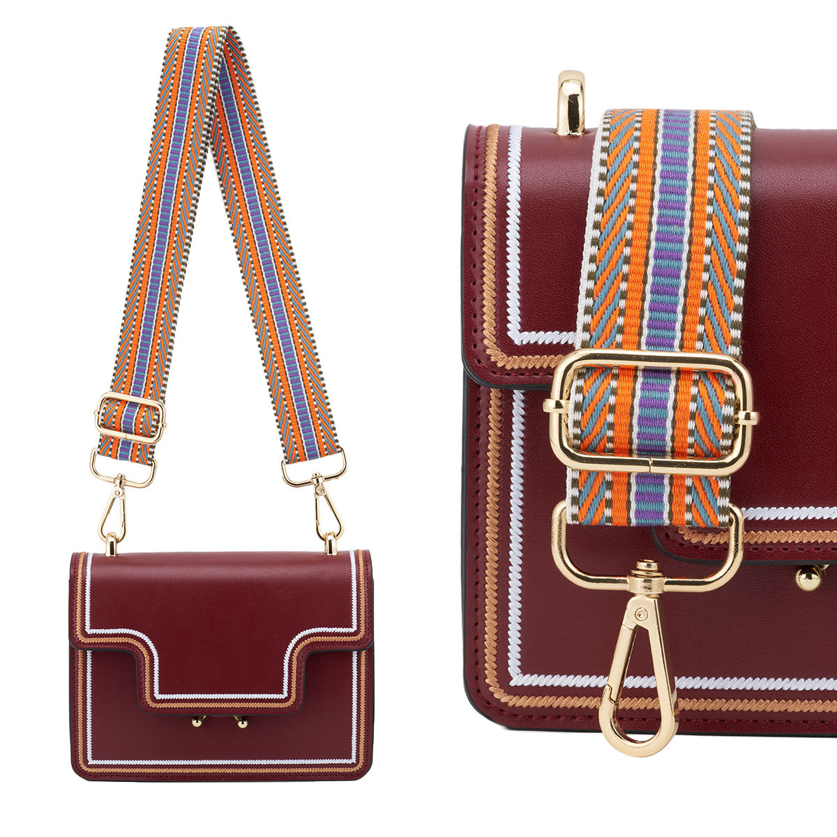 Wide Shoulder Strap Adjustable Replacement Belt Guitar Style Crossbody Bag Handbag Strap Multicolor Canvas Straps(Wide:1.4in,Long:49.2in)