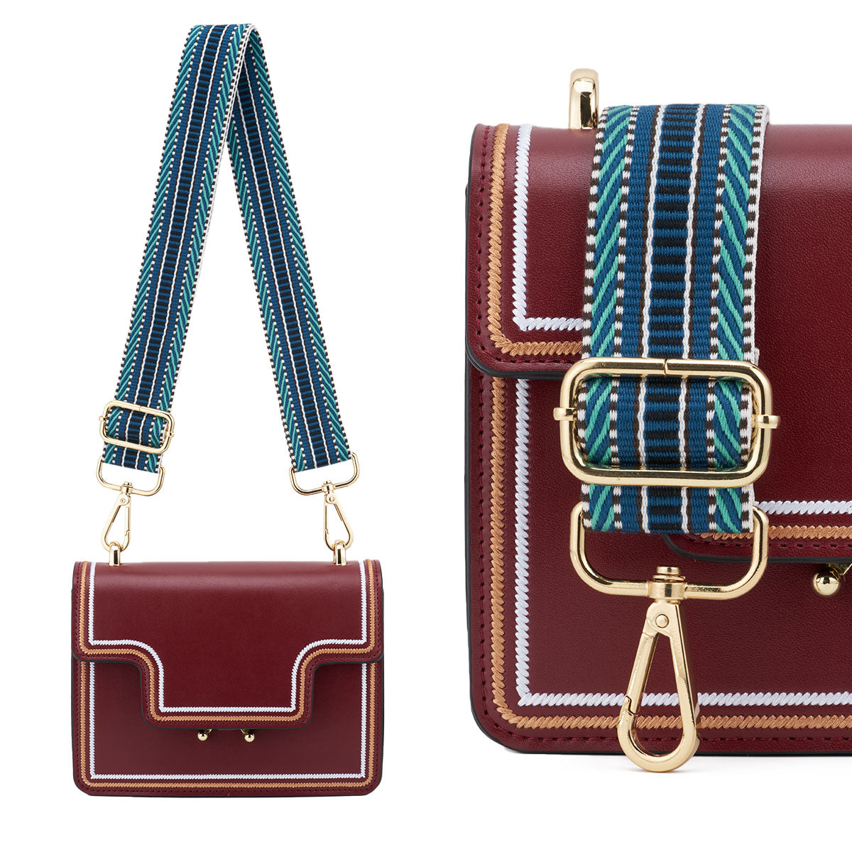Wide Shoulder Strap Adjustable Replacement Belt Guitar Style Crossbody Bag Handbag Strap Multicolor Canvas Straps(Wide:1.4in,Long:49.2in)