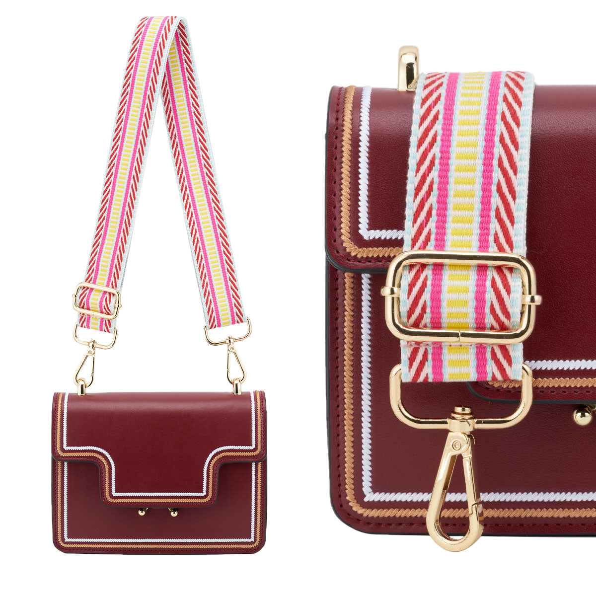 Wide Shoulder Strap Adjustable Replacement Belt Guitar Style Crossbody Bag Handbag Strap Multicolor Canvas Straps(Wide:1.4in,Long:49.2in)