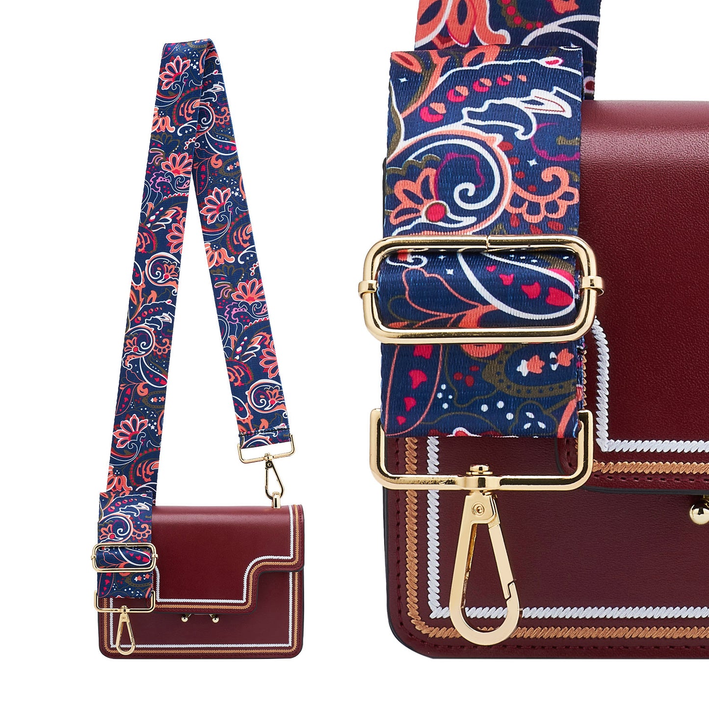 Wide Shoulder Strap Adjustable Replacement Belt Guitar Style Crossbody Bag Handbag Strap Multicolor Canvas Straps(wide: 1.97"(5CM),Long:49.2in)