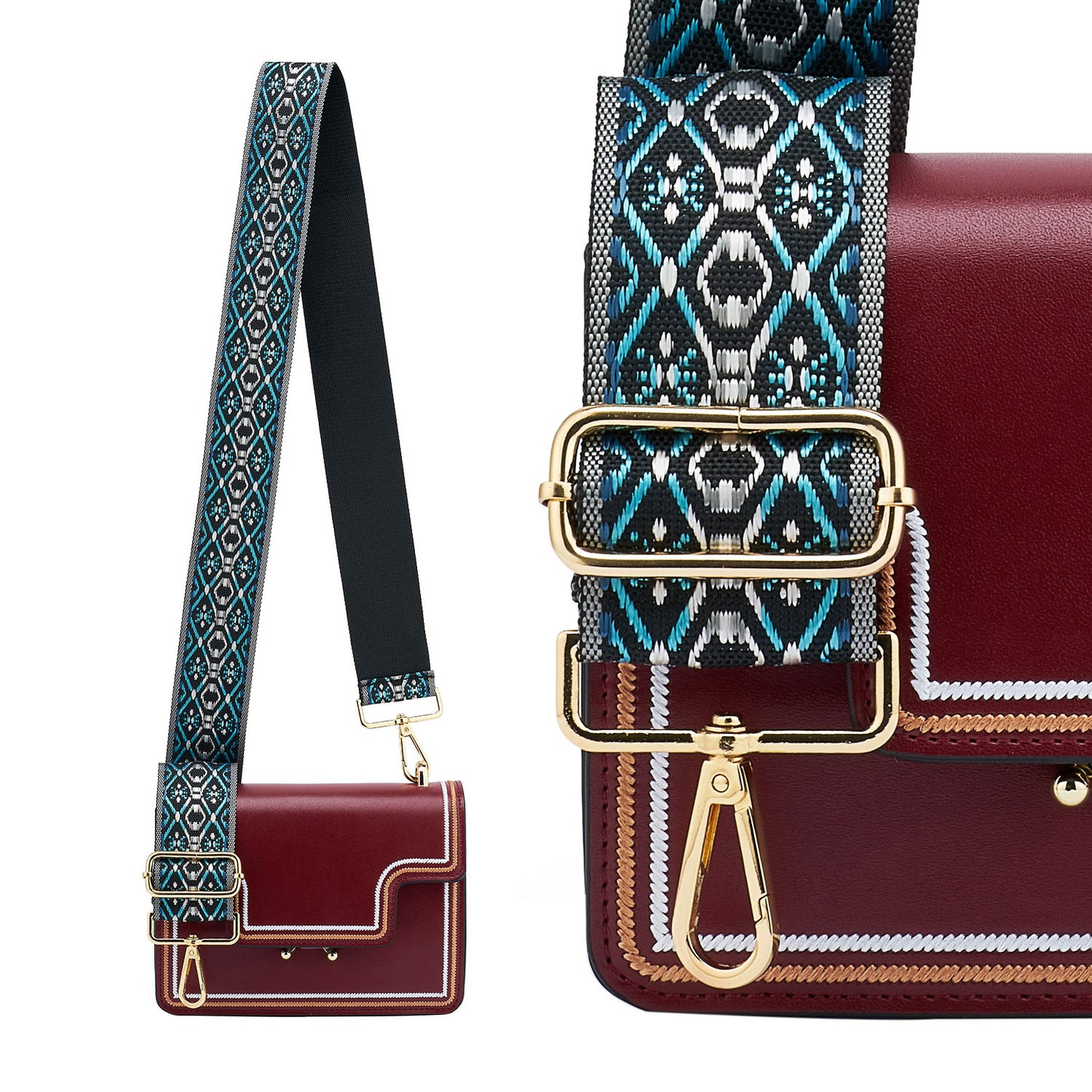 Wide Shoulder Strap Adjustable Replacement Belt Guitar Style Crossbody Bag Handbag Strap Multicolor Canvas Straps(wide: 1.97"(5CM),Long:49.2in)