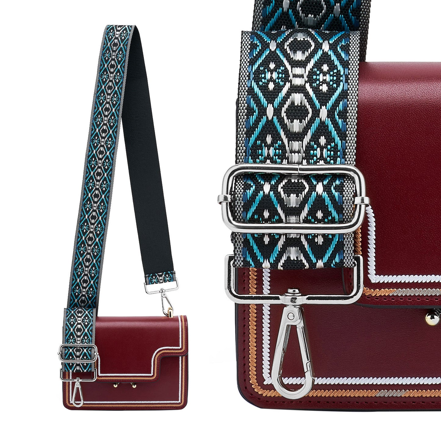 Wide Shoulder Strap Adjustable Replacement Belt Guitar Style Crossbody Bag Handbag Strap Multicolor Canvas Straps(wide: 1.97"(5CM),Long:49.2in)