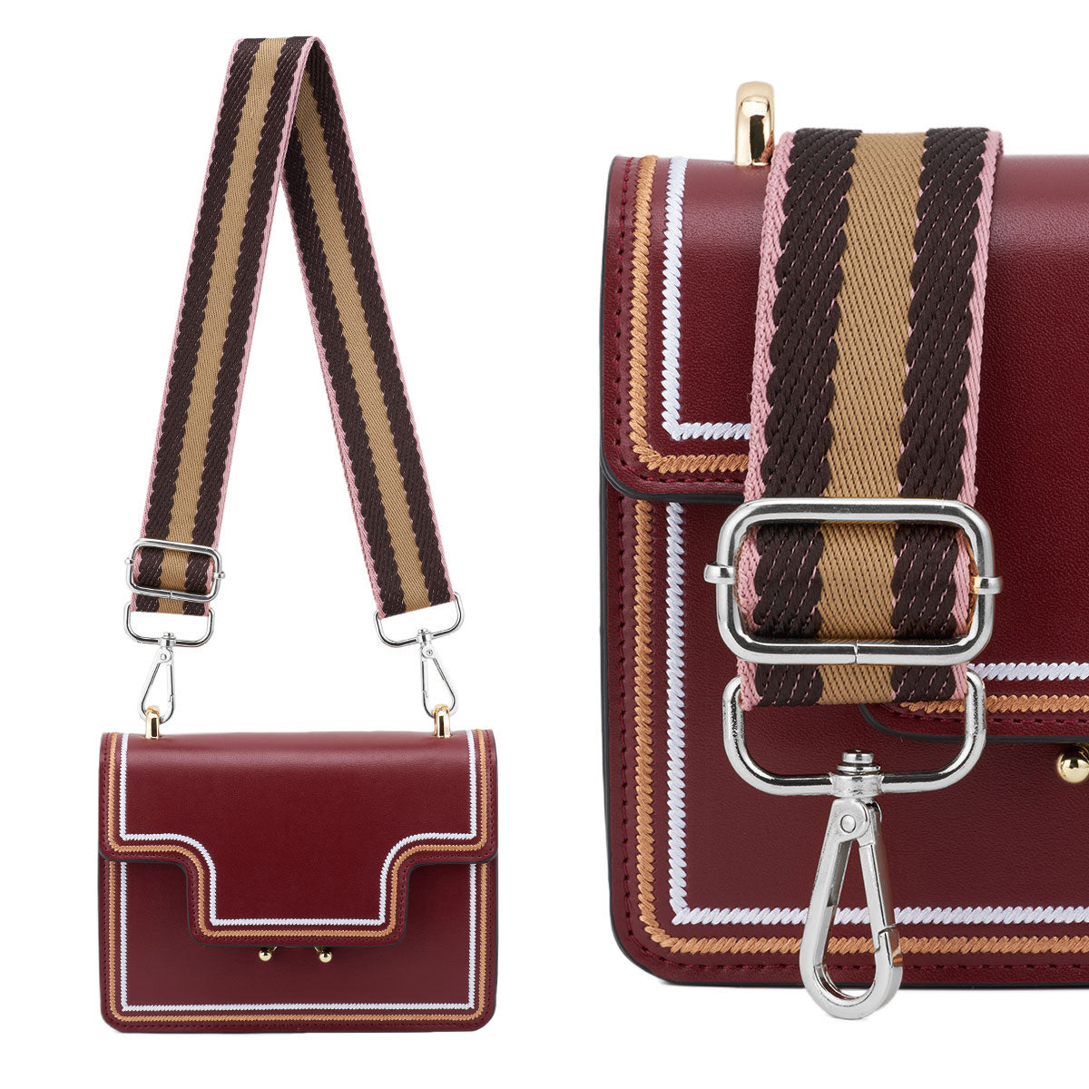 Wide Shoulder Strap Adjustable Replacement Belt Guitar Style Crossbody Bag Handbag Strap Multicolor Canvas Straps(Wide:1.4in,Long:49.2in)