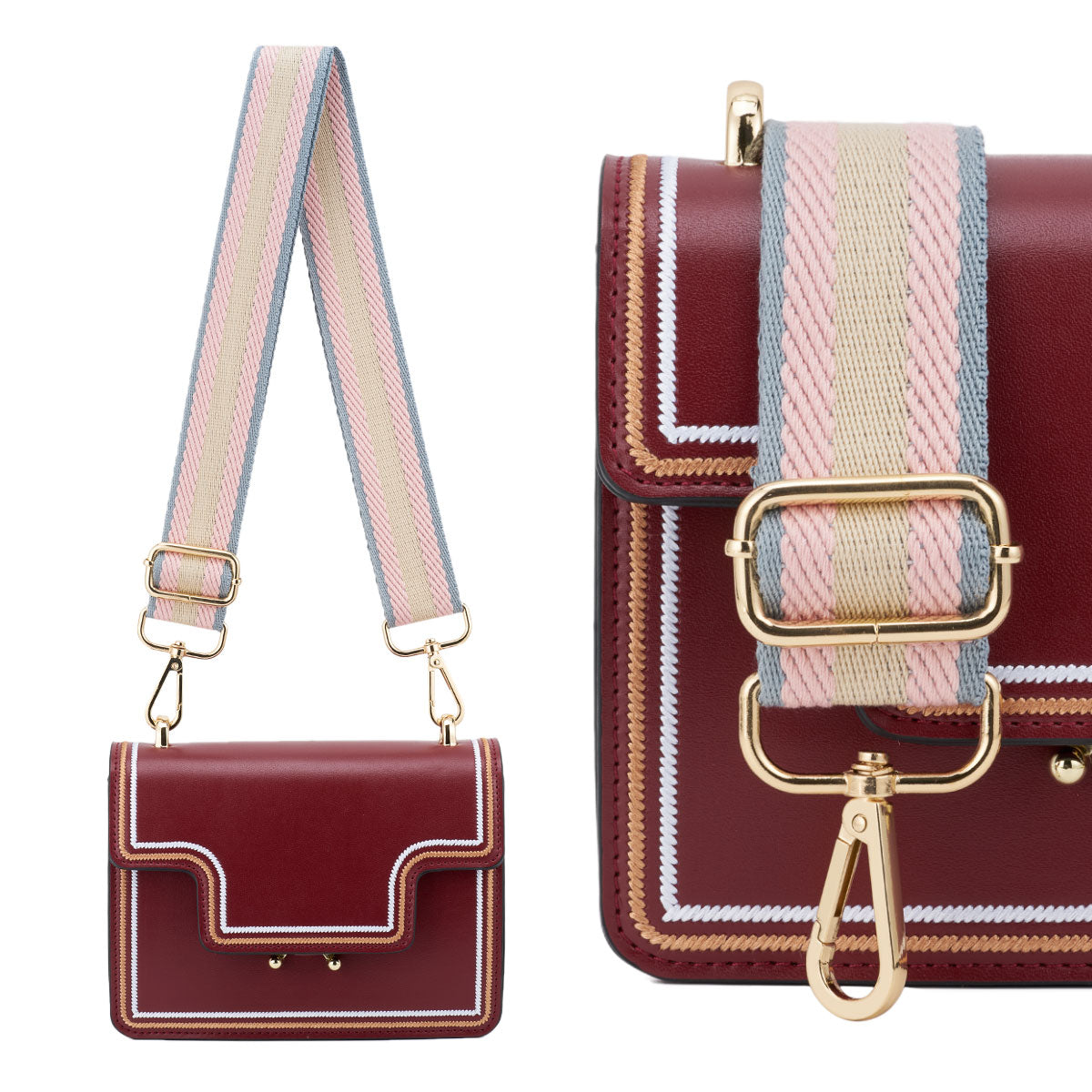 Wide Shoulder Strap Adjustable Replacement Belt Guitar Style Crossbody Bag Handbag Strap Multicolor Canvas Straps(Wide:1.4in,Long:49.2in)