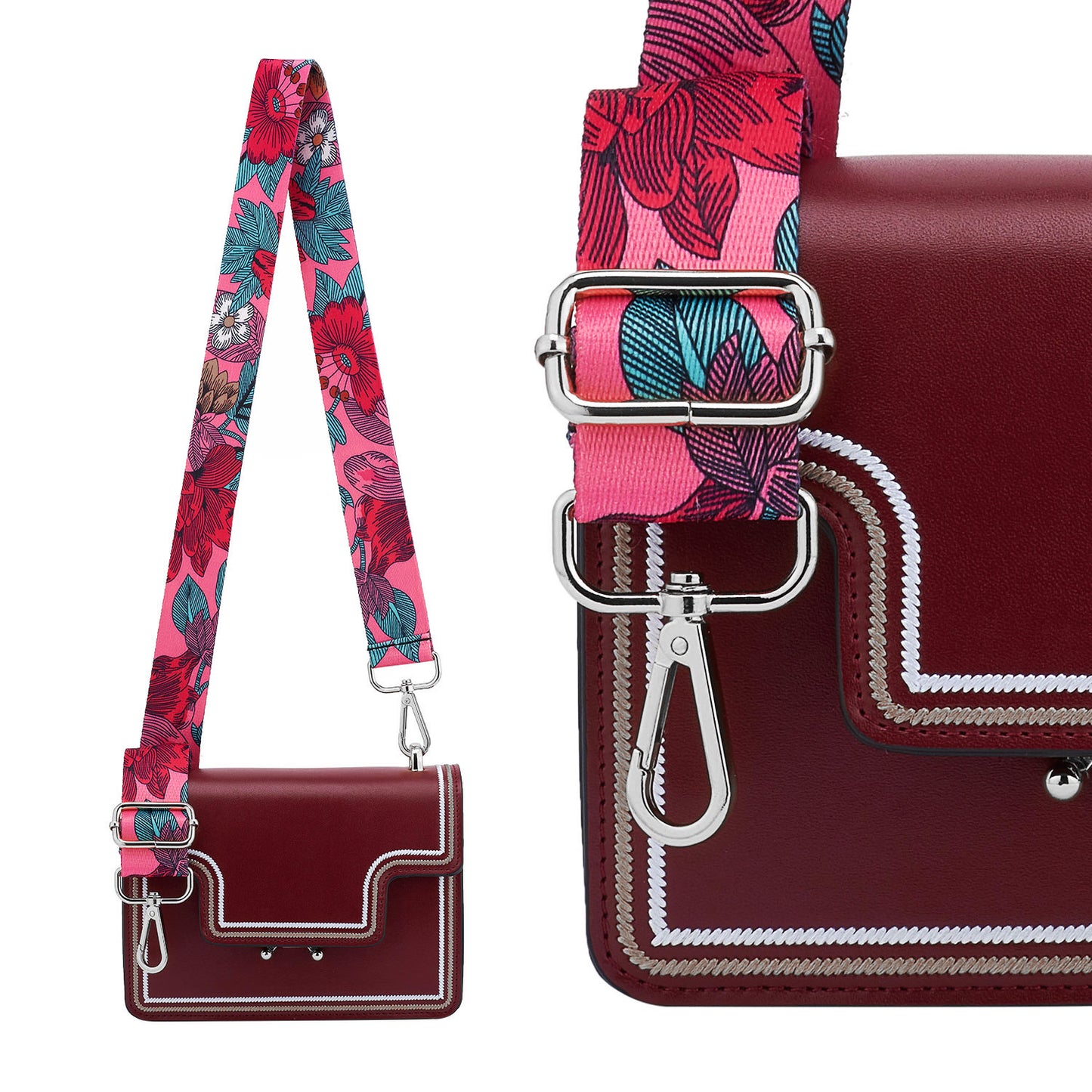 Wide Shoulder Strap Adjustable Replacement Belt Guitar Style Crossbody Bag Handbag Strap Multicolor Canvas Straps(Wide:1.4in,Long:49.2in)