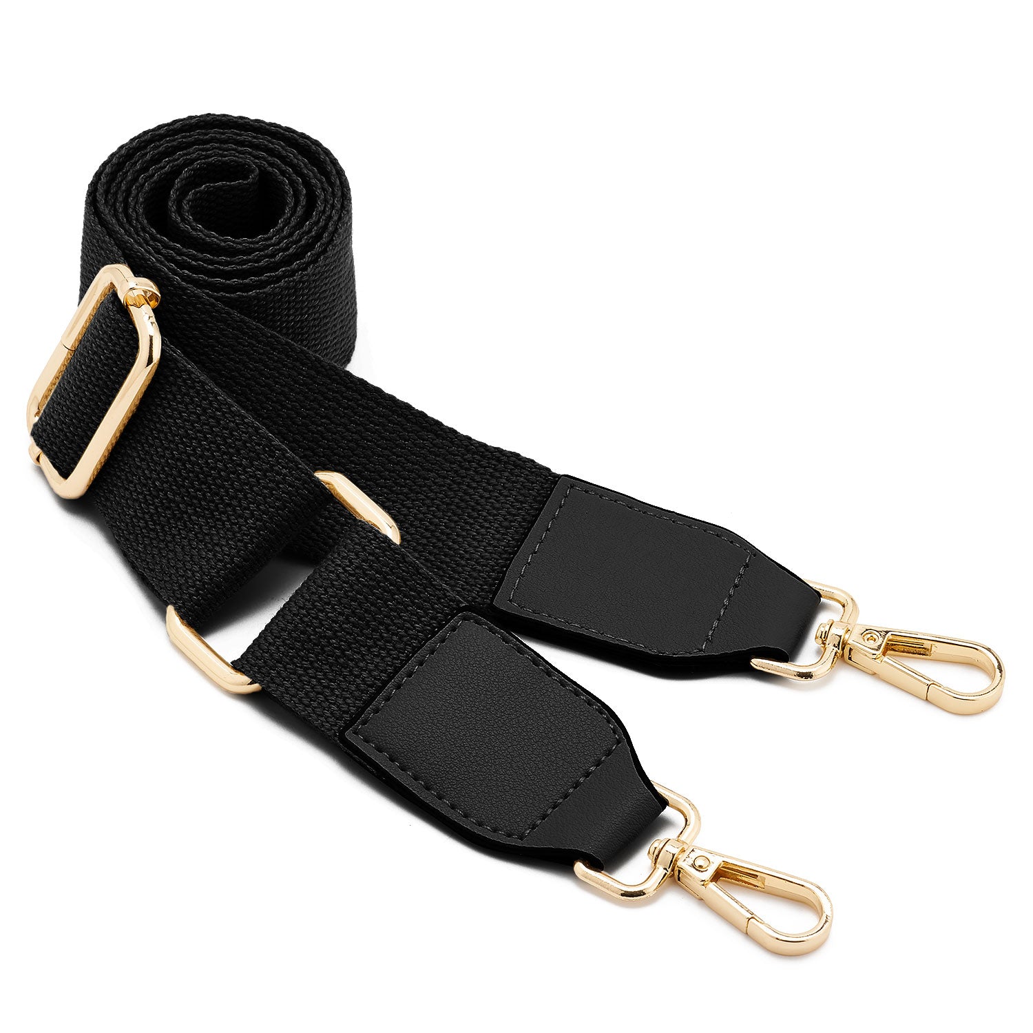 Multi Pochette Accessories Replacement Strap Adjustable Crossbody Wide Cavas Luggage Strap for Shoulder Bags Multi Purpose Strap (Black)