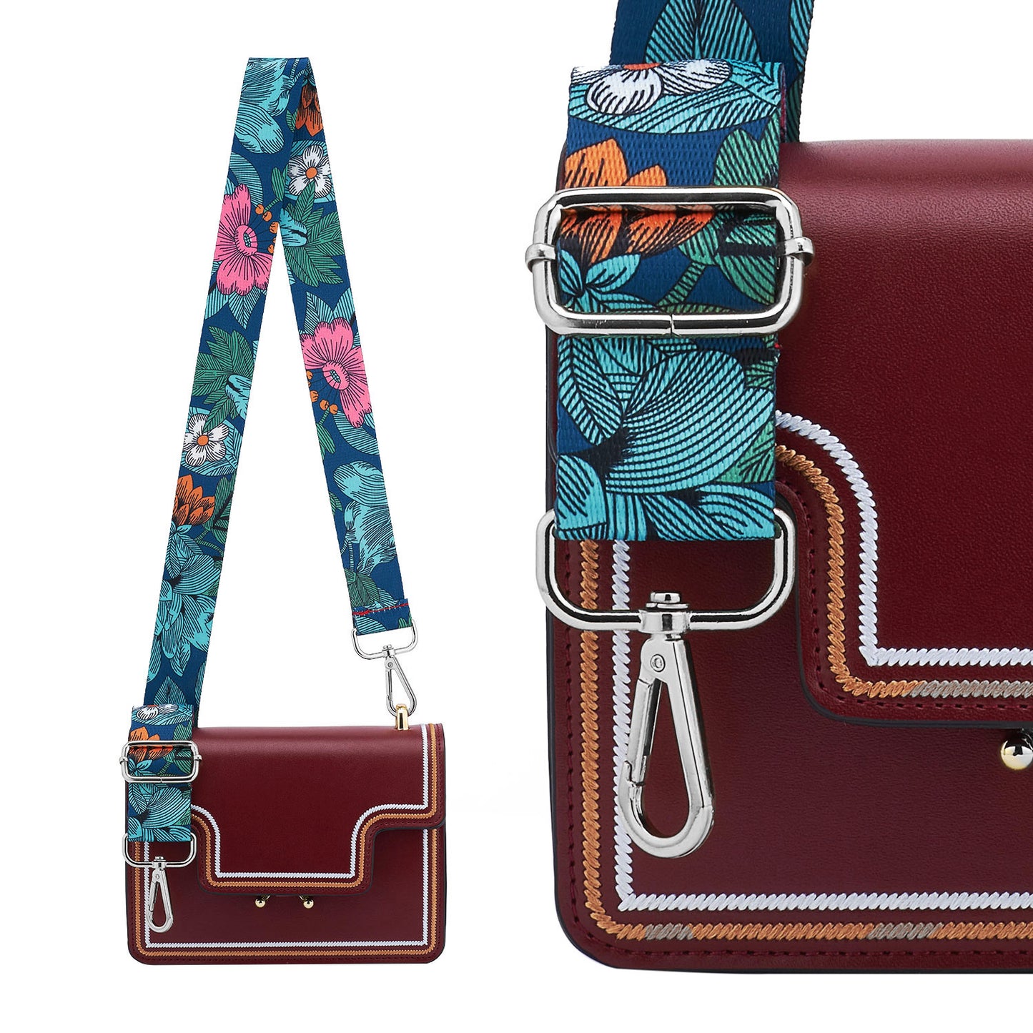 Wide Shoulder Strap Adjustable Replacement Belt Guitar Style Crossbody Bag Handbag Strap Multicolor Canvas Straps(Wide:1.4in,Long:49.2in)