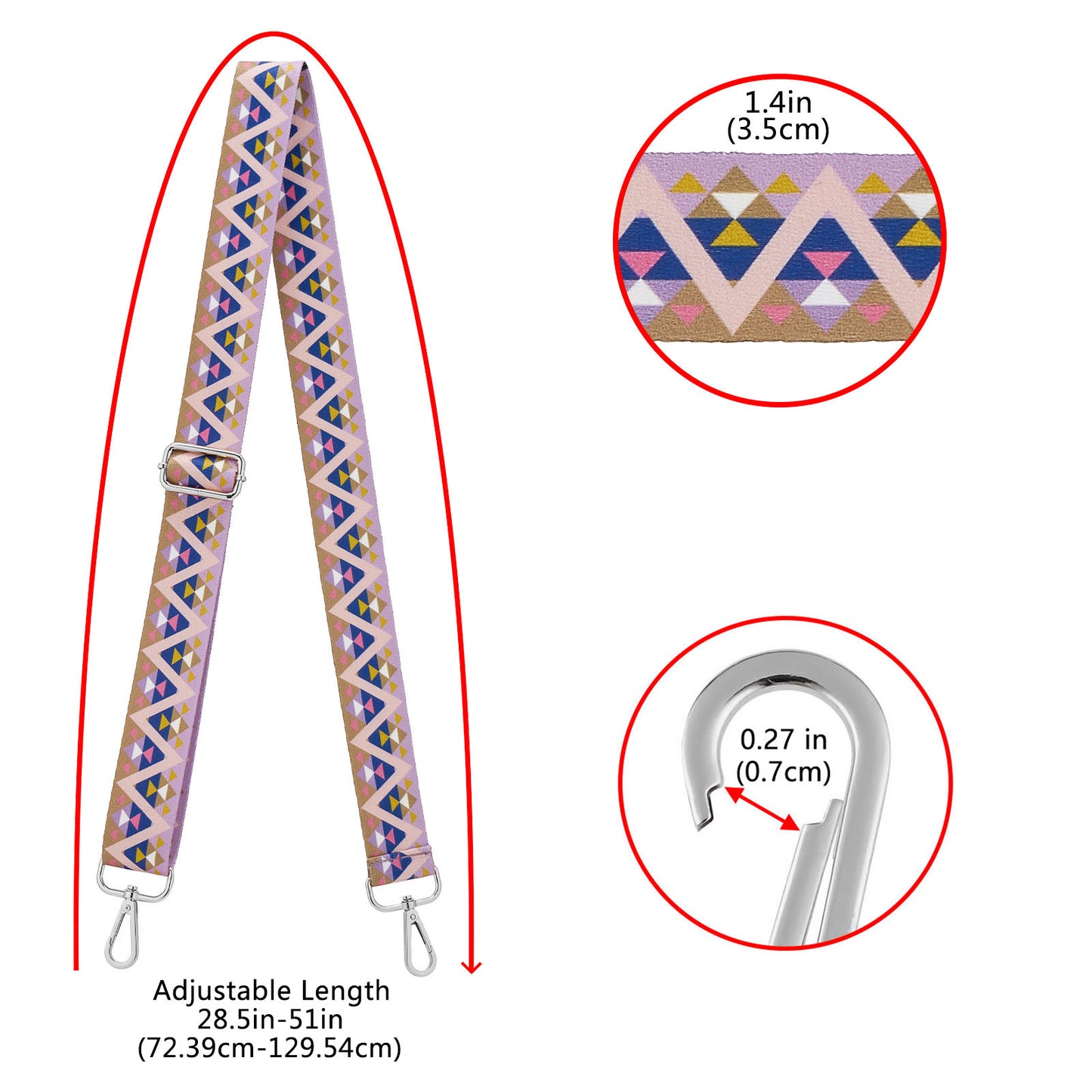 Wide Shoulder Strap Adjustable Replacement Belt Guitar Style Crossbody Bag Handbag Strap Multicolor Canvas Straps(Wide:1.4in,Long:49.2in) (Color25)
