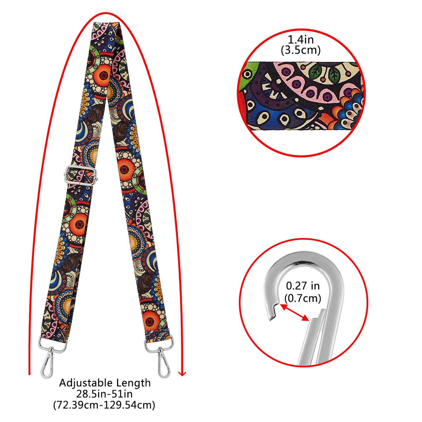 Wide Shoulder Strap Adjustable Replacement Belt Guitar Style Crossbody Bag Handbag Strap Multicolor Canvas Straps(Wide:1.4in,Long:49.2in) (Color25)
