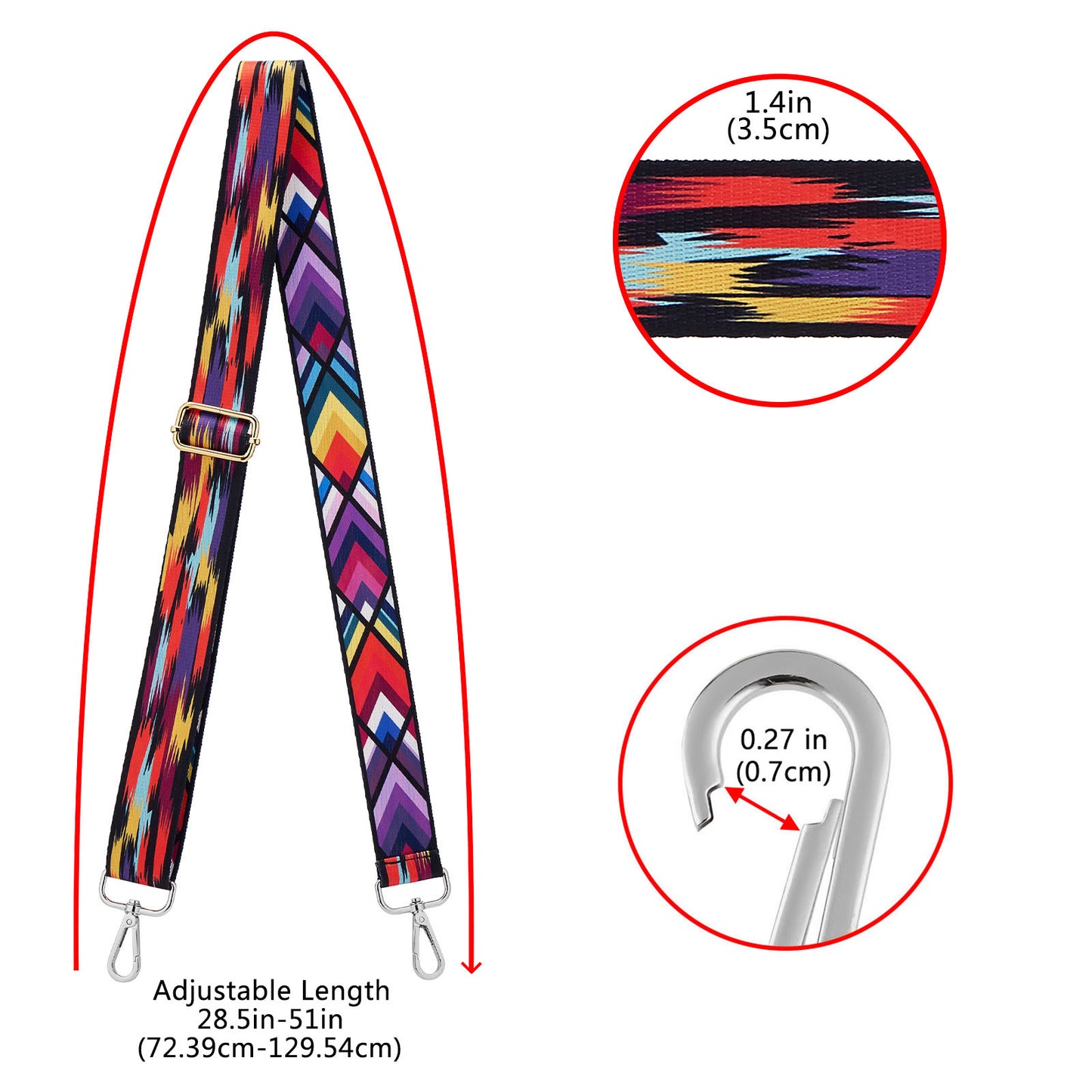 Wide Shoulder Strap Adjustable Replacement Belt Guitar Style Crossbody Bag Handbag Strap Multicolor Canvas Straps(Wide:1.4in,Long:49.2in) (Color25)