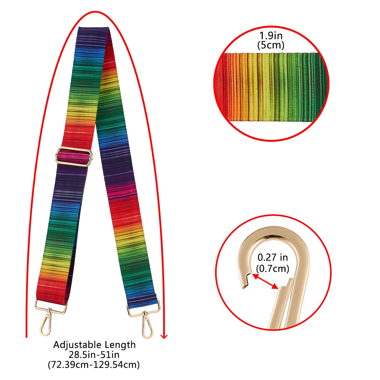 Wide Shoulder Strap Adjustable Replacement Belt Guitar Style Crossbody Bag Handbag Strap Multicolor Canvas Straps(wide: 1.97"(5CM),Long:49.2in