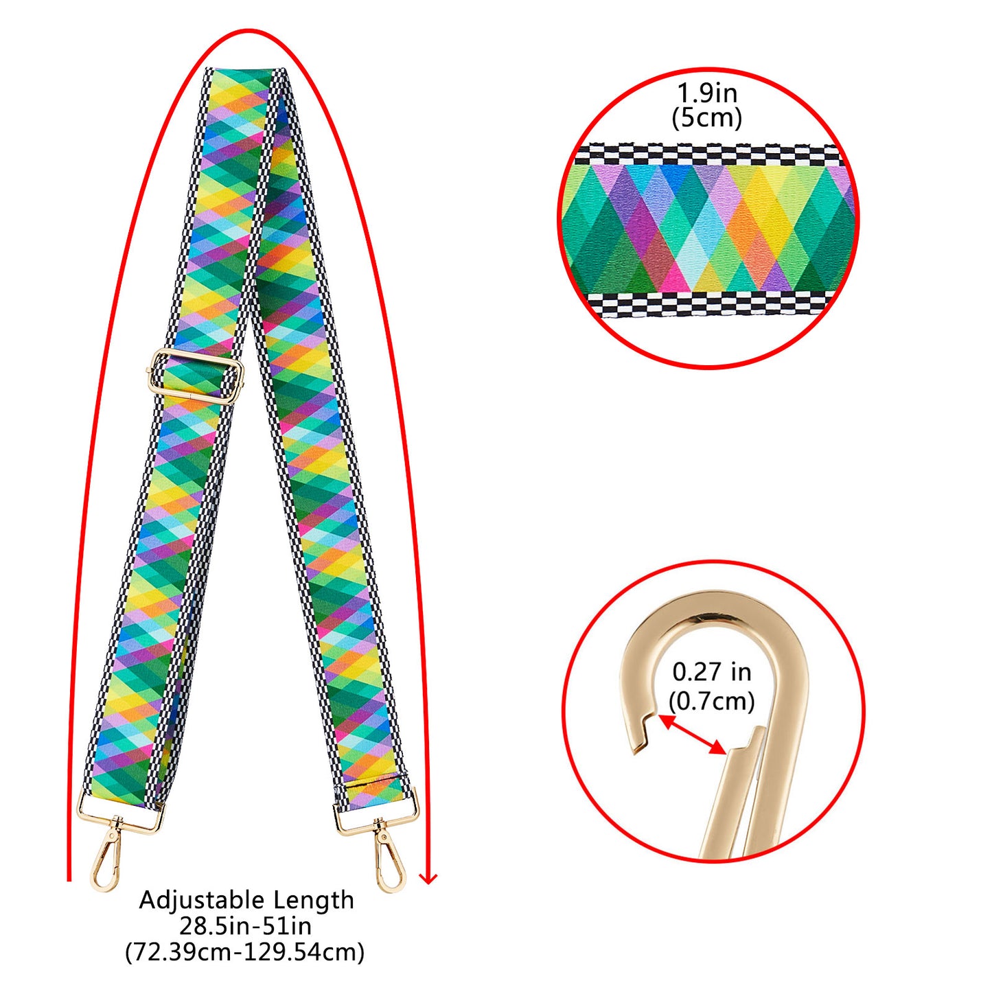 Wide Shoulder Strap Adjustable Replacement Belt Guitar Style Crossbody Bag Handbag Strap Multicolor Canvas Straps(wide: 1.97"(5CM),Long:49.2in