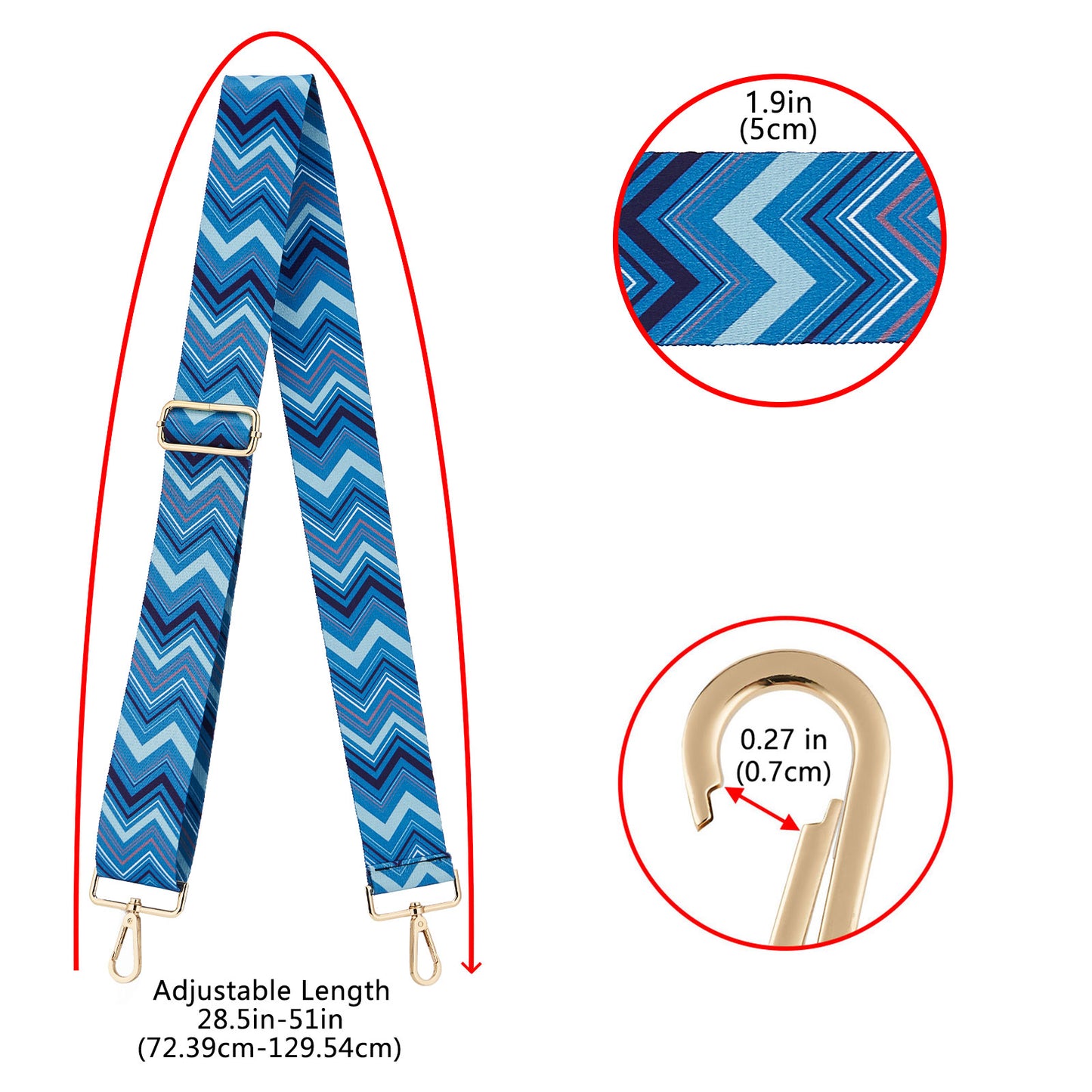 Wide Shoulder Strap Adjustable Replacement Belt Guitar Style Crossbody Bag Handbag Strap Multicolor Canvas Straps(wide: 1.97"(5CM),Long:49.2in