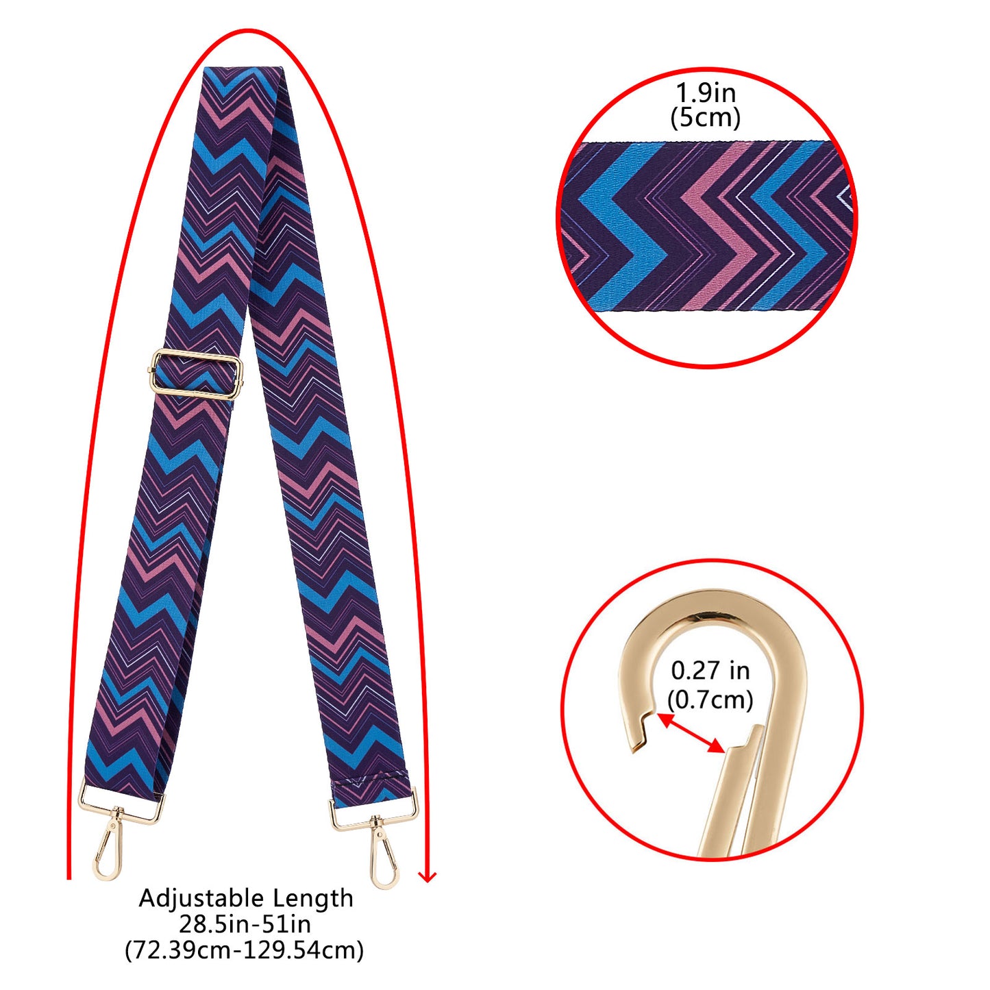 Wide Shoulder Strap Adjustable Replacement Belt Guitar Style Crossbody Bag Handbag Strap Multicolor Canvas Straps(wide: 1.97"(5CM),Long:49.2in