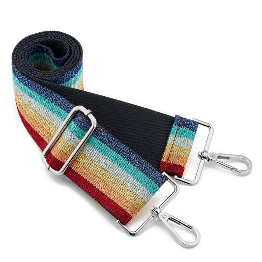 Wide Shoulder Strap Adjustable Replacement Belt Guitar Style Crossbody Bag Handbag Strap Multicolor Canvas Straps(wide: 1.97"(5CM),Long:49.2in) (Rainbow4)